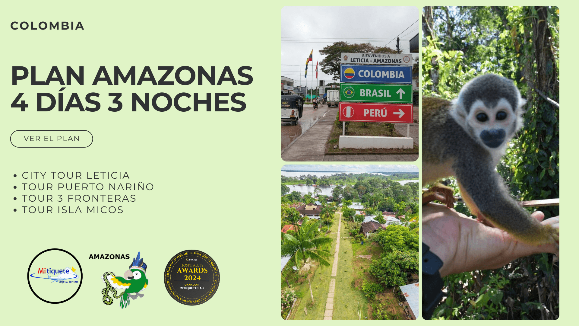 Plan Turístico Amazonas 4 Días 3 Noches - City Tour Leticia, Tres Fronteras, Puerto Nariño, Isla De Los Micos Y Avistamiento De Delfines | Tours 2025