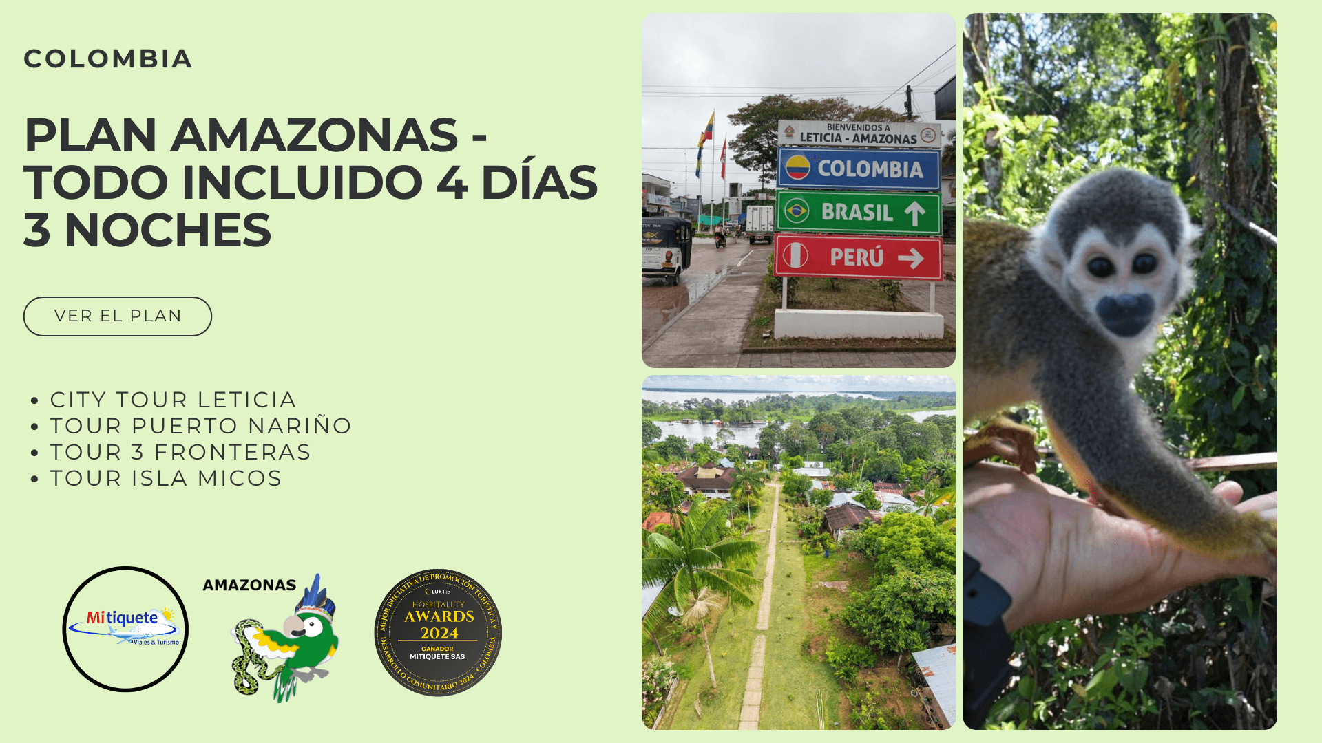 Plan Turístico Amazonas todo incluido 4 Días 3 Noches - City Tour Leticia, Tres Fronteras, Puerto Nariño, Isla De Los Micos Y Avistamiento De Delfines | Tours 2025